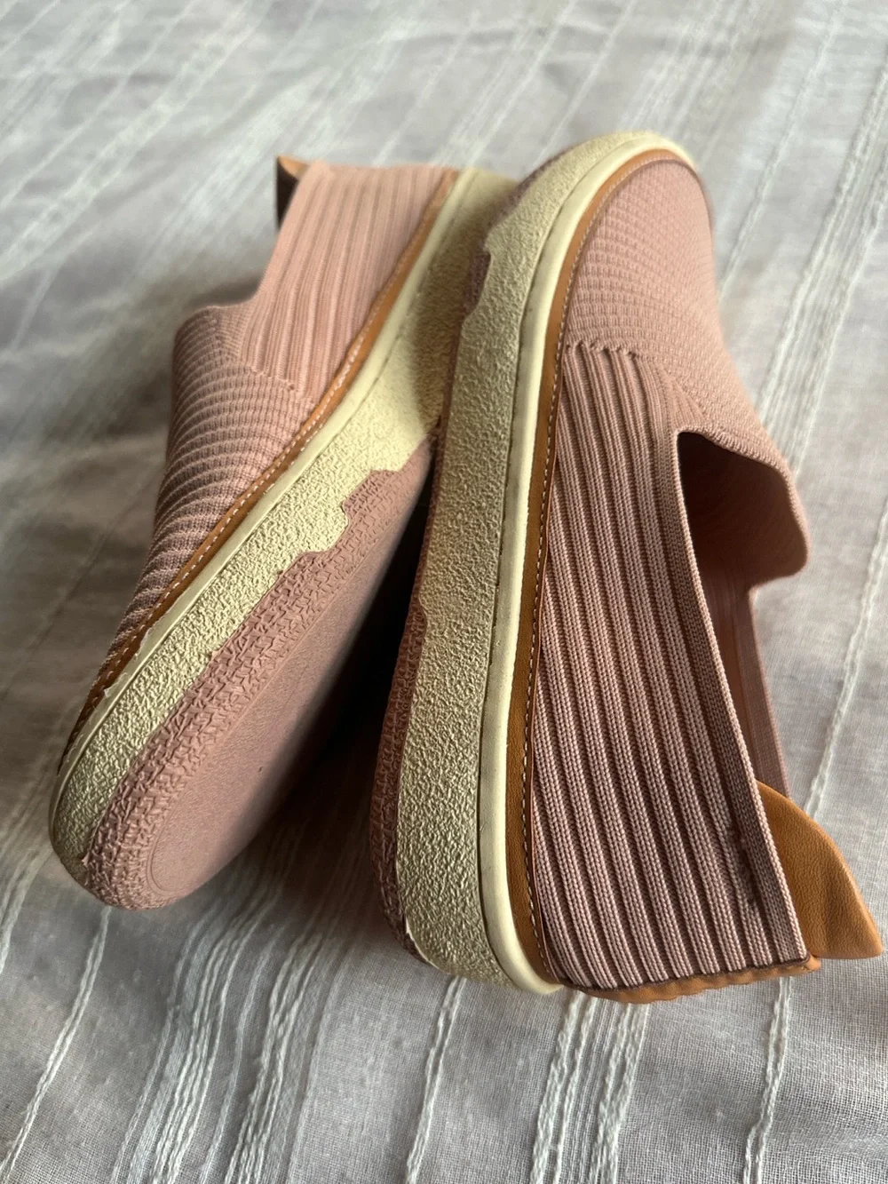 Mi.iM Parker Knit Slip-On Platform Sneakers Blush Pink/Tan | 8  NWOB